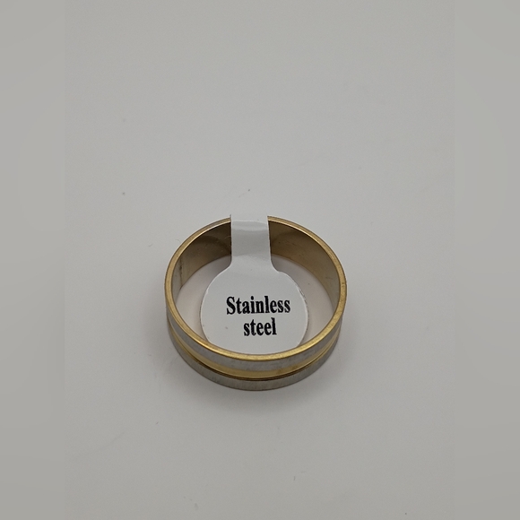 Stainless Steel Two Tone Ring Band For Men Size 21 U.S Size 10.25 - Picture 3 of 3